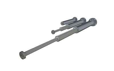 3x Synchron-Teleskopgewindetriebe S-TEG parallel angeordnet, in unterschiedlichen Ausfahr Stufen